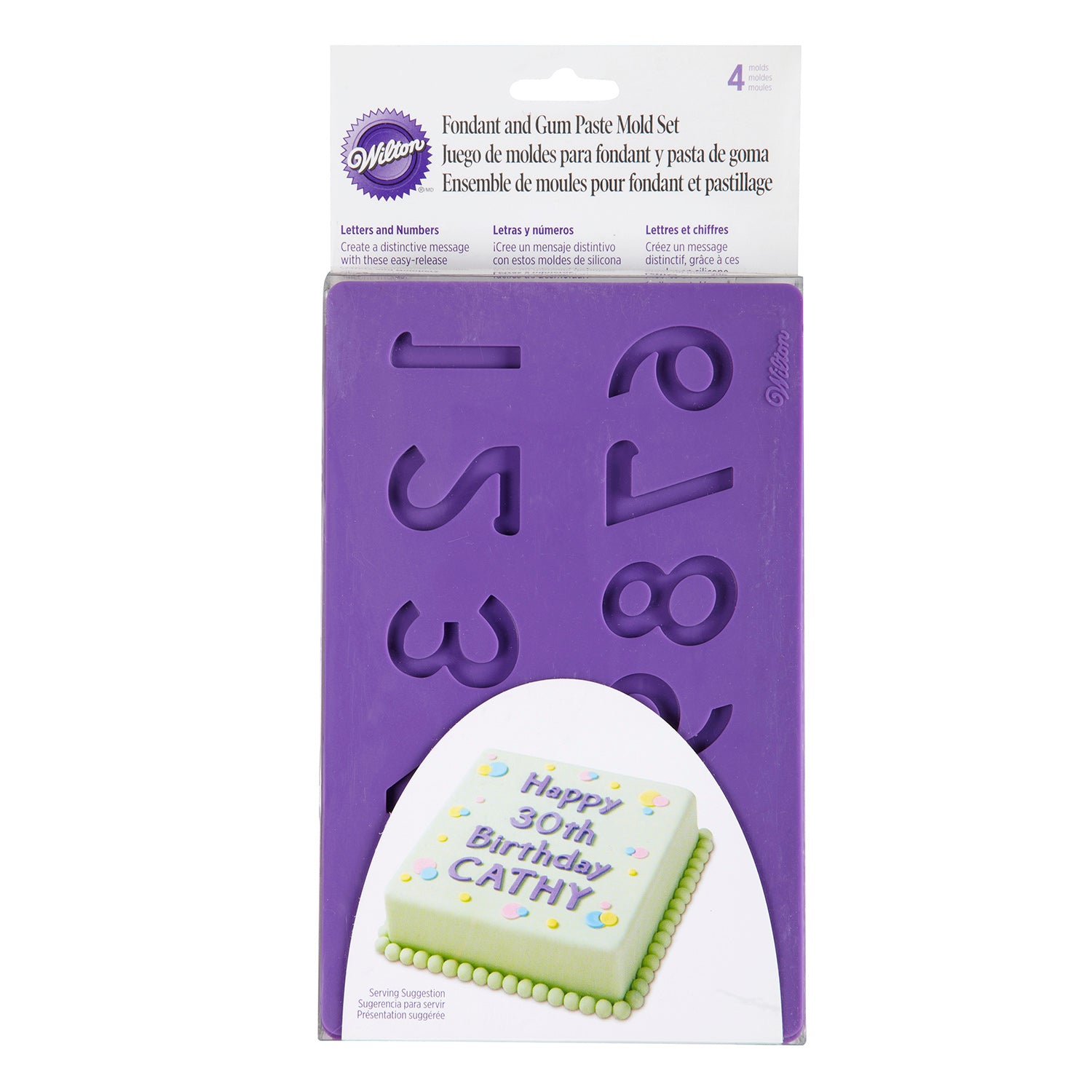 WILTON FONDANT &amp; GUM PASTE MOULD LETTERS/NUMBERS SET/4